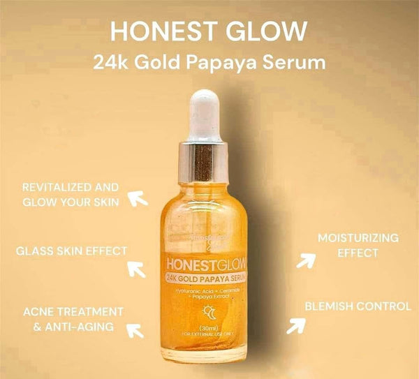 HONEST GLOW 24K GOLD PAPAYA SERUM 30ML