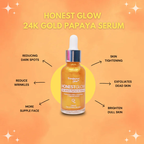 HONEST GLOW 24K GOLD PAPAYA SERUM 30ML