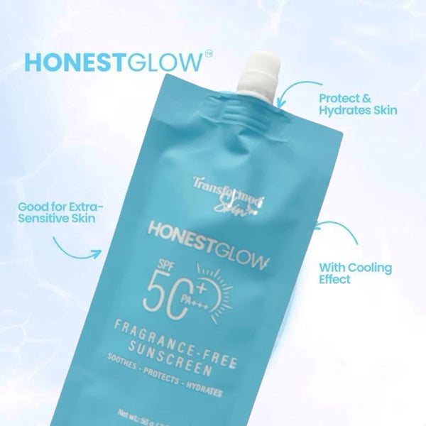 TRANSFORMED SKIN HONEST GLOW SPF50 PA+++ FRAGRANCE-FREE SUNSCREEN 50g