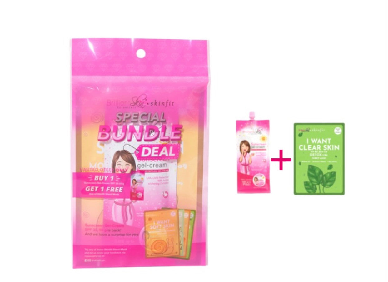 BRILLIANT SKIN SUNSCREEN WITH FREE SHEET MASK (SPECIAL BUNDLE DEAL!!!)